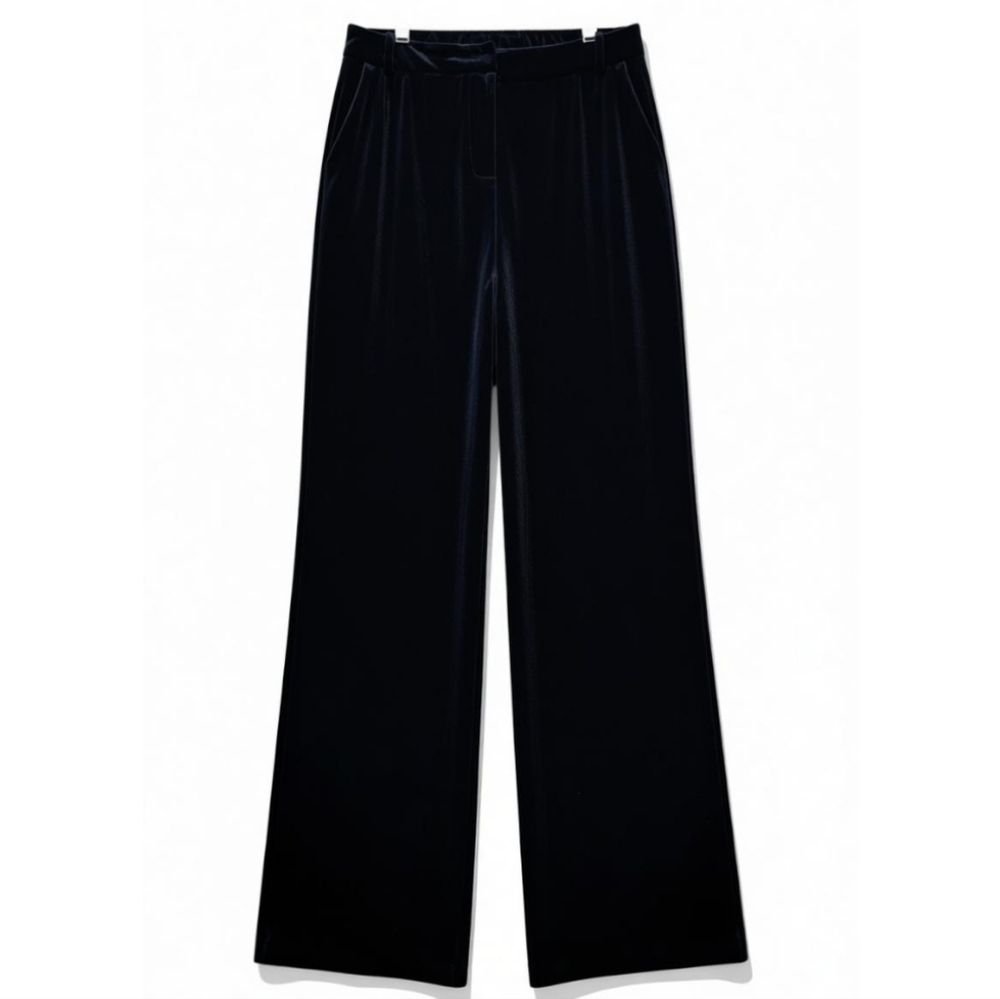 Skies Are Blue Black Velvet Wide Leg Pants Shimmer Small Party Winter Luxury